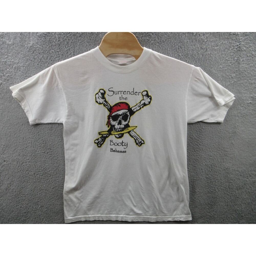 Vintage BAHAMAS Surrender the Booty Pirate Men's XL Dorsett Tees Cotton T-shirt
